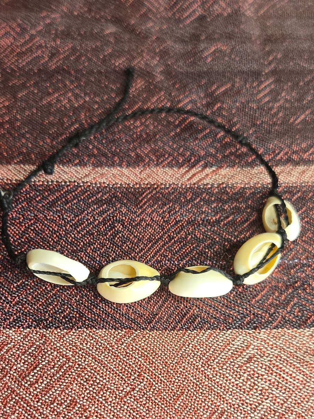 Handmade Shell Cowrie Bracelet with Black Cord